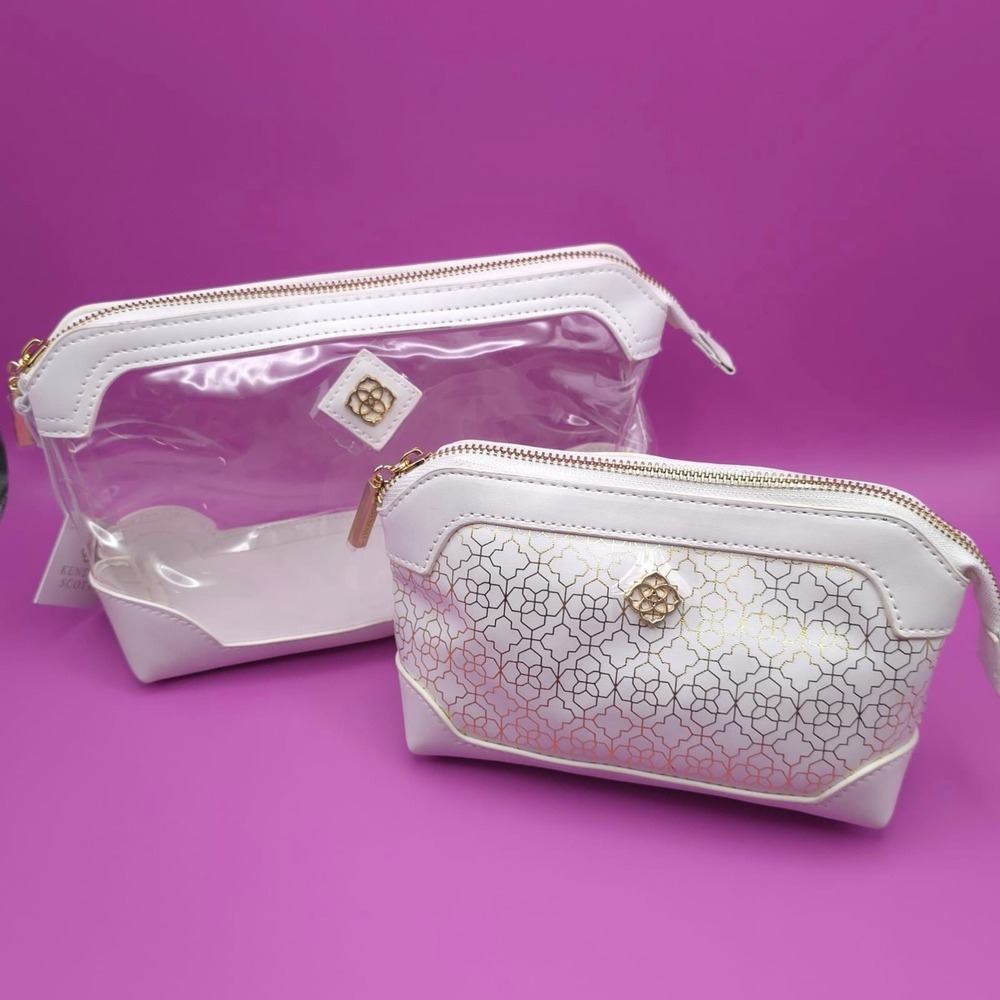 KENDRA SCOTT New Duo Cosmetic Pouch Bags 2pc Set Cosmetic Makeup Zip‎ Case
